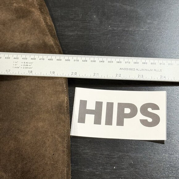 Vintage Suede Chocolate Brown Long Boho Western Pencil Maxi Skirt Size Large 14P - Picture 11 of 12